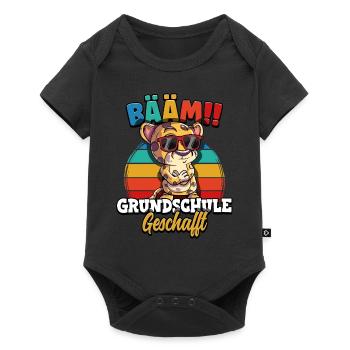 Bääm Grundschule Geschafft - Baby Premium Kurzarmbody - Schwarz - Vorne