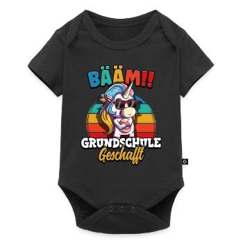 Bääm Grundschule Geschafft - Baby Premium Kurzarmbody - Schwarz - Vorne