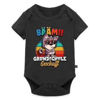 Bääm Grundschule Geschafft - Baby Premium Kurzarmbody - Schwarz - Vorne