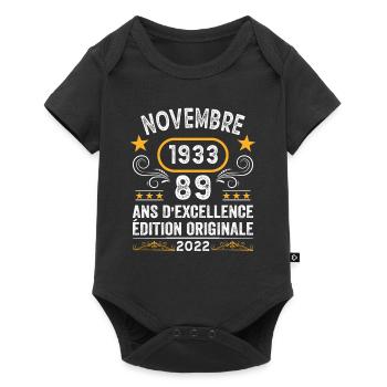 Novembre 1933 89 Ans Anniversaire Idée Cadeau - Body à manches courtes Premium Bébé - noir - Devant