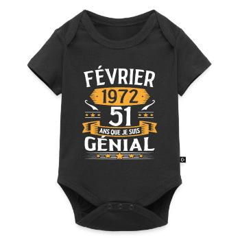 Février 1972 51 Ans Anniversaire Vintage Cadeau - Body à manches courtes Premium Bébé - noir - Devant