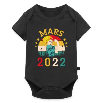 Mars 2022 Anniversaire Idée Cadeau Vintage 2022 - Body à manches courtes Premium Bébé - noir - Devant