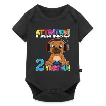 Gaming Dog Attention I Am Now 2 Years Old - Baby Premium short-sleeve bodysuit - black - Front
