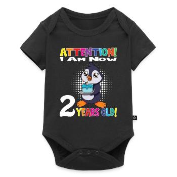 Penguin Attention I Am Now 2 Years Old - Baby Premium short-sleeve bodysuit - black - Front