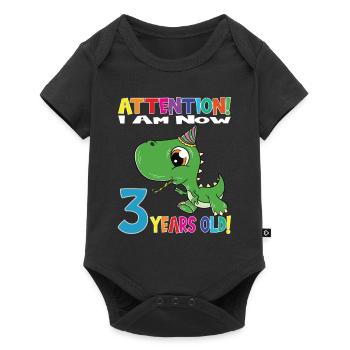 Dino Boy Attention I Am Now 3 Years Old - Baby Premium short-sleeve bodysuit - black - Front