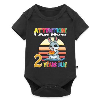 Rabbit Attention I Am Now 2 Years Old - Baby Premium short-sleeve bodysuit - black - Front