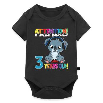 Gaming Koala I Am Now 3 Years Old - Baby Premium short-sleeve bodysuit - black - Front