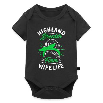 Scottish Highland Cattle Cow - Baby Premium Kurzarmbody - Schwarz - Vorne