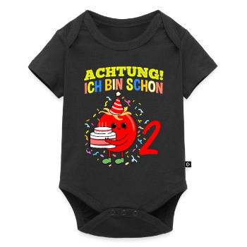 Achtung Ich Bin Schon 2 Geburtstag Tomate - Baby Premium Kurzarmbody - Schwarz - Vorne