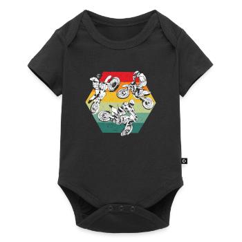 Retro Vintage Dirt Bike Motocross Biker Silhouette - Body à manches courtes Premium Bébé - noir - Devant