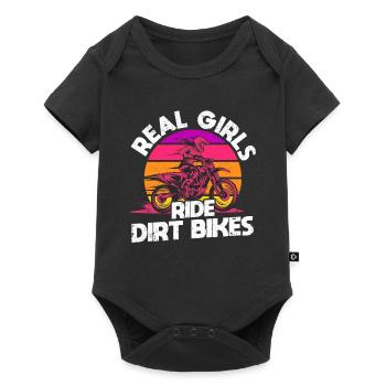 Motocross Lovers Racing Bikers Echte Mädchen fahre - Baby Premium Kurzarmbody - Schwarz - Vorne
