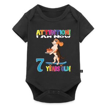 Anniversaire de chien J’ai maintenant 7 ans - Body à manches courtes Premium Bébé - noir - Devant