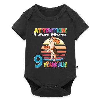 Anniversaire de chien J’ai maintenant 9 ans - Body à manches courtes Premium Bébé - noir - Devant
