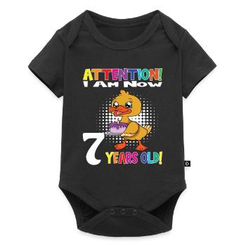 Duck Birthday I Am Now 7 Years Old - Baby Premium short-sleeve bodysuit - black - Front