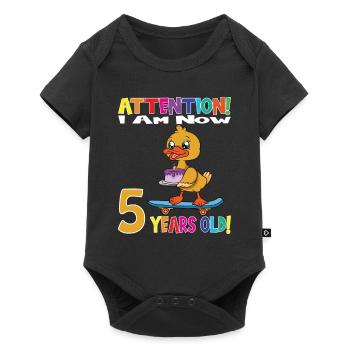 Duck Birthday I Am Now 5 Years Old - Baby Premium short-sleeve bodysuit - black - Front