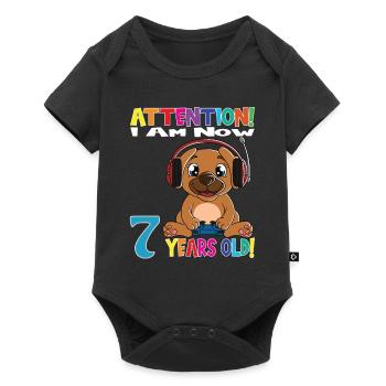 Gaming Dog Birthday I Am Now 7 Years Old - Baby Premium short-sleeve bodysuit - black - Front