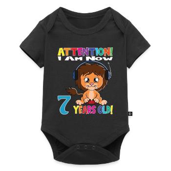 Dino Birthday I Am Now 7 Years Old - Baby Premium short-sleeve bodysuit - black - Front