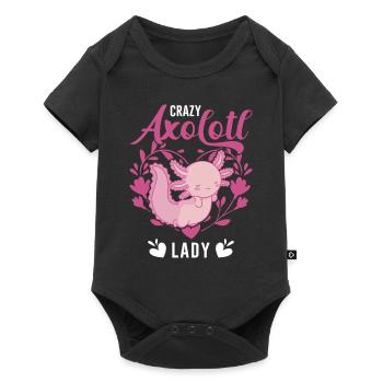 Crazy Axolotl lady Schwanzlurch Axolotl Mädchen - Baby Premium Kurzarmbody - Schwarz - Vorne
