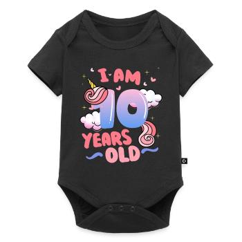 I am 10 years old | Unicorn theme | 10. - Baby Premium short-sleeve bodysuit - black - Front
