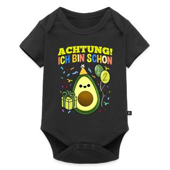Achtung Ich Bin Schon 2 Geburtstag Avocado - Baby Premium Kurzarmbody - Schwarz - Vorne
