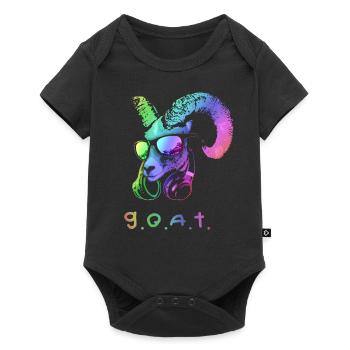 El animal de música de cabra genial y divertido - Body à manches courtes Premium Bébé - noir - Devant