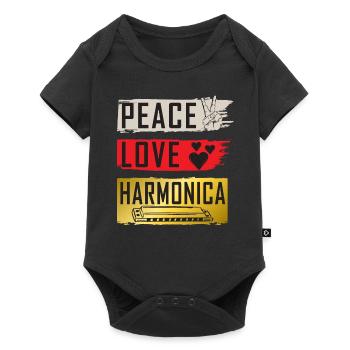 Peace Love Harmonia Music Instrument - Baby Premium Kurzarmbody - Schwarz - Vorne