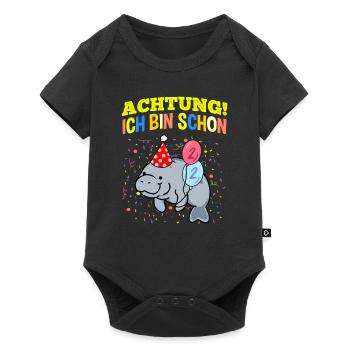 Achtung Ich Bin Schon 2 Geburtstag Manatee - Baby Premium Kurzarmbody - Schwarz - Vorne