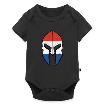 drapeau néerlandais dans le casque du guerrier spartiate - Body à manches courtes Premium Bébé - noir - Devant