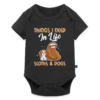 Things I Need In Life Funny Sloth Lover Dog Lover - Baby Premium short-sleeve bodysuit - black - Front