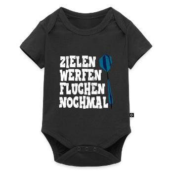 Darts Dartspieler Zielen Werfen Fluchen Nochmal - Baby Premium Kurzarmbody - Schwarz - Vorne