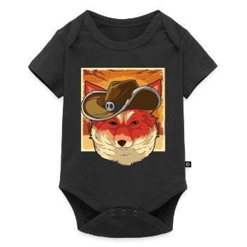 Animal Lover Cowboy Gift Fox - Baby Premium short-sleeve bodysuit - black - Front