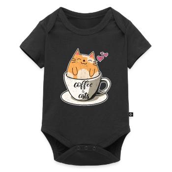 Coffee & Cats Funny Cat Lovers Cute Cat Coffee Lov - Baby Premium short-sleeve bodysuit - black - Front