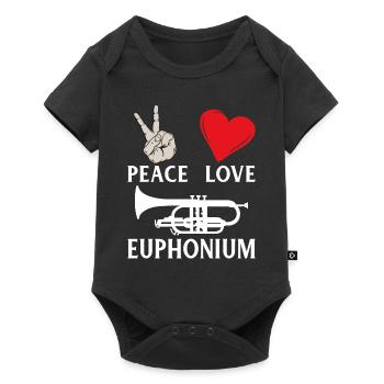 Peace Love Euphonium Funny Euphonium - Baby Premium Kurzarmbody - Schwarz - Vorne