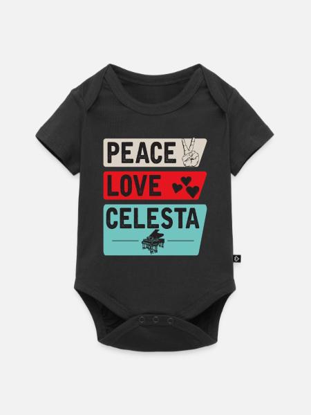 Peace Love Celesta Musical Instrument - Baby Premium Kurzarmbody - Schwarz