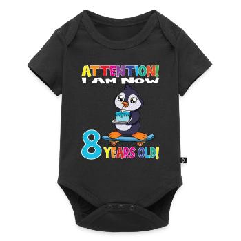 Penguin Birthday I Am Now 8 Years Old - Baby Premium short-sleeve bodysuit - black - Front