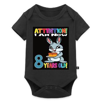 Rabbit Birthday I Am Now 8 Years Old - Baby Premium short-sleeve bodysuit - black - Front