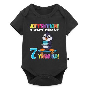 Penguin Birthday I Am Now 7 Years Old - Baby Premium short-sleeve bodysuit - black - Front