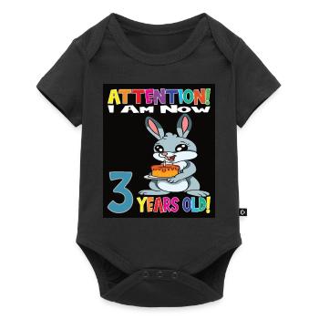 Rabbit Attention I Am Now 3 Years Old - Baby Premium short-sleeve bodysuit - black - Front