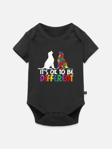 It's OK To Be Different Autism Awareness Dog Lover - Baby Premium Kurzarmbody - Schwarz