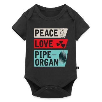 Peace Love Pipeorgan Music Instrument - Baby Premium Kurzarmbody - Schwarz - Vorne
