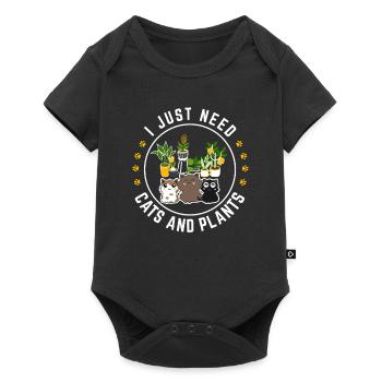 J’ai juste besoin de chats et de plantes Amoureux des chats Maman - Body à manches courtes Premium Bébé - noir - Devant