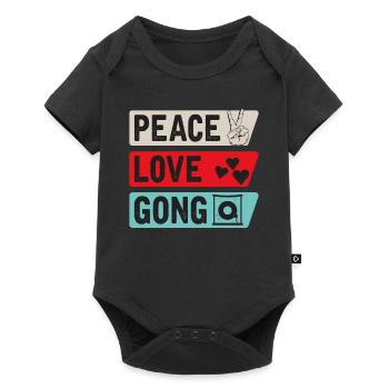 Peace Love Gong Percussion Instrument - Baby Premium short-sleeve bodysuit - black - Front