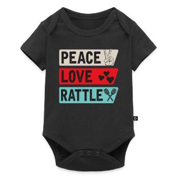 Peace Love Rattle Musical Instrument - Baby Premium short-sleeve bodysuit - black - Front