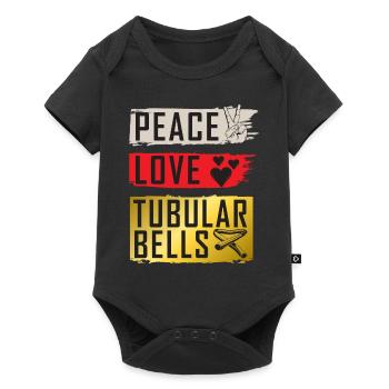 Peace Love Instrument de cloches tubulaires - Body à manches courtes Premium Bébé - noir - Devant