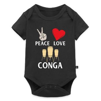 Peace Love Conga Music Instrument - Baby Premium short-sleeve bodysuit - black - Front