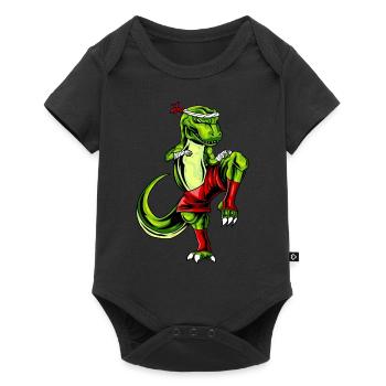 Muay Thai T-Rex Thaiboxen und Kickboxen - Baby Premium Kurzarmbody - Schwarz - Vorne
