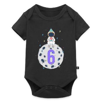 Fête d’anniversaire de l’espace du 6ème anniversaire - Body à manches courtes Premium Bébé - noir - Devant