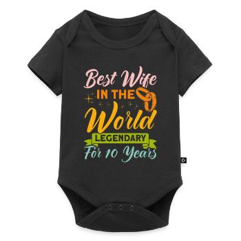 10th Wedding Anniversary Couple Design 10 Years of Marriage - Baby Premium short-sleeve bodysuit - black - Front