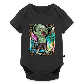 Halloween Lake Monster Nessy Krawattenfarbe - Baby Premium Kurzarmbody - Schwarz - Vorne