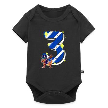3 Years Old Dino American Football 3rd Birthday - Baby Premium short-sleeve bodysuit - black - Front